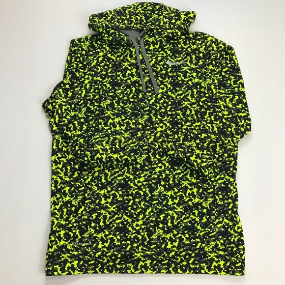 Nike Therma Fit Men Large Yellow Black Logo Long Sleeve Athletic Hoodie Pullover - Picture 1 of 7